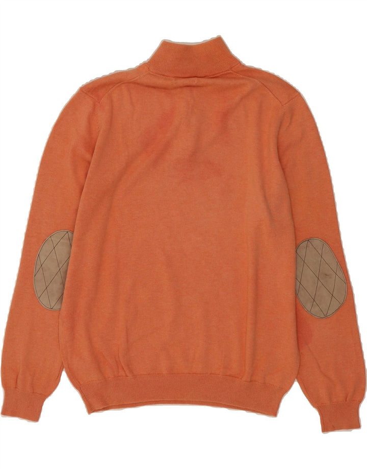 MASSIMO DUTTI Mens Button Neck Jumper Sweater Large Orange Cotton Vintage Massimo Dutti and Second-Hand Massimo Dutti from Messina Hembry 