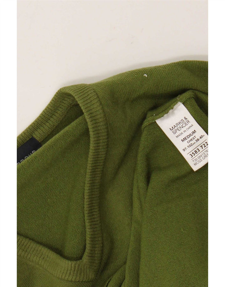Marks & Spencer muški plavi Harbor džemper s V izrezom srednje zelene boje