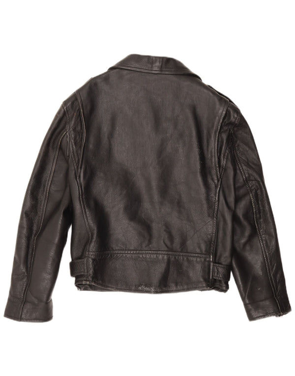 VINTAGE Mens Leather Biker Jacket UK 36 Small Black