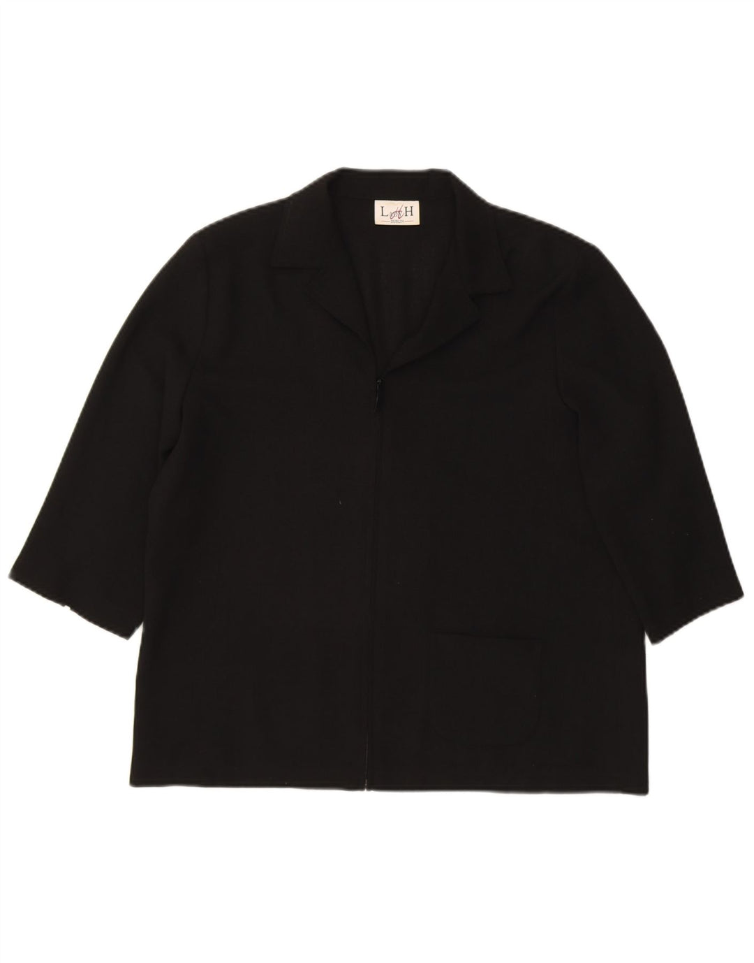 LADY H. Womens Short Sleeve Blazer Jacket UK 16 Large Black Polyester