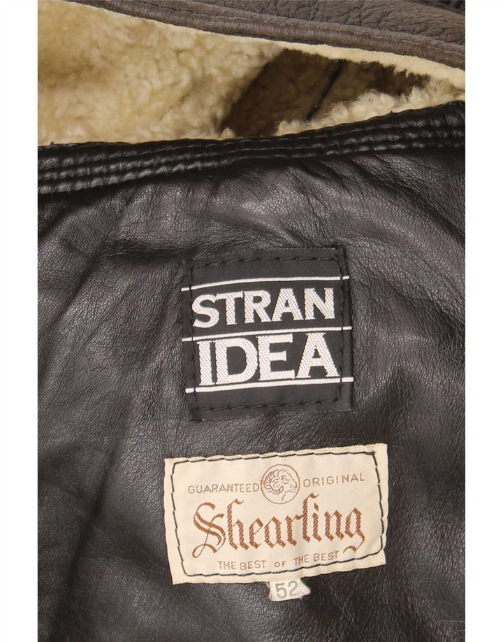Vintage muška jakna od šikara IT 52 XL smeđa koža