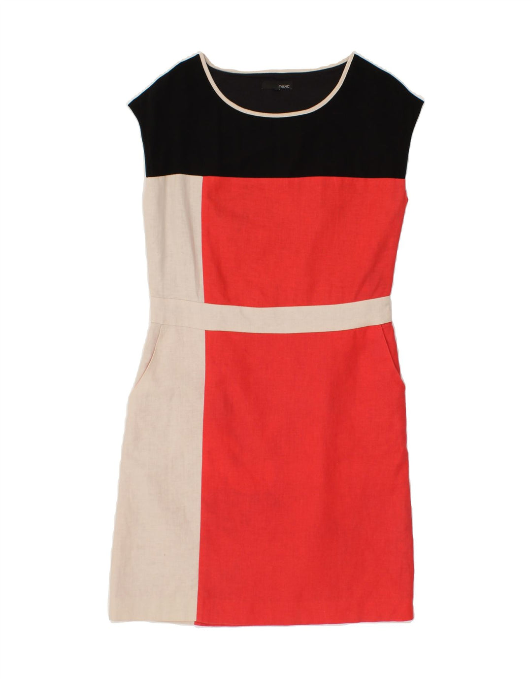 NEXT Womens Sleeveless Basic Dress UK 8 Small Orange Colourblock Linen Vintage Next and Second-Hand Next from Messina Hembry 