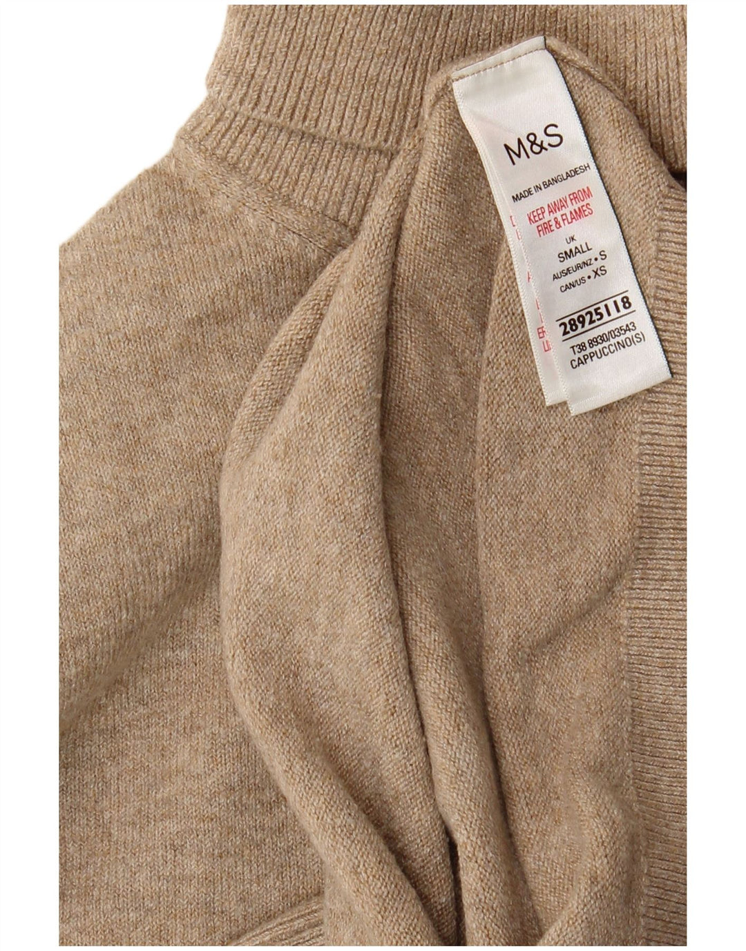 Marks & Spencer ženski pulover s rol izrezom UK 10 Mali bež poliester
