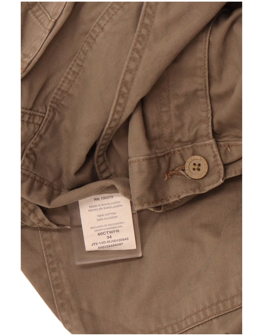 WRANGLER Muške kargo kratke hlače W34 veliki smeđi pamuk