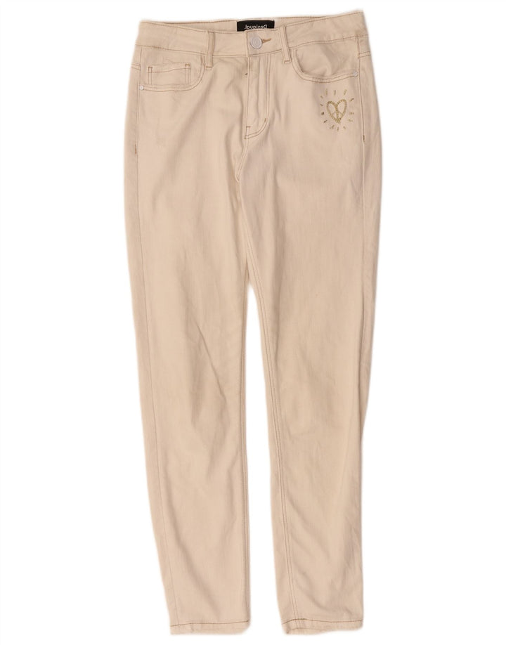 DESIGUAL Ženske uske traperice W28 L27 Off White Pamuk