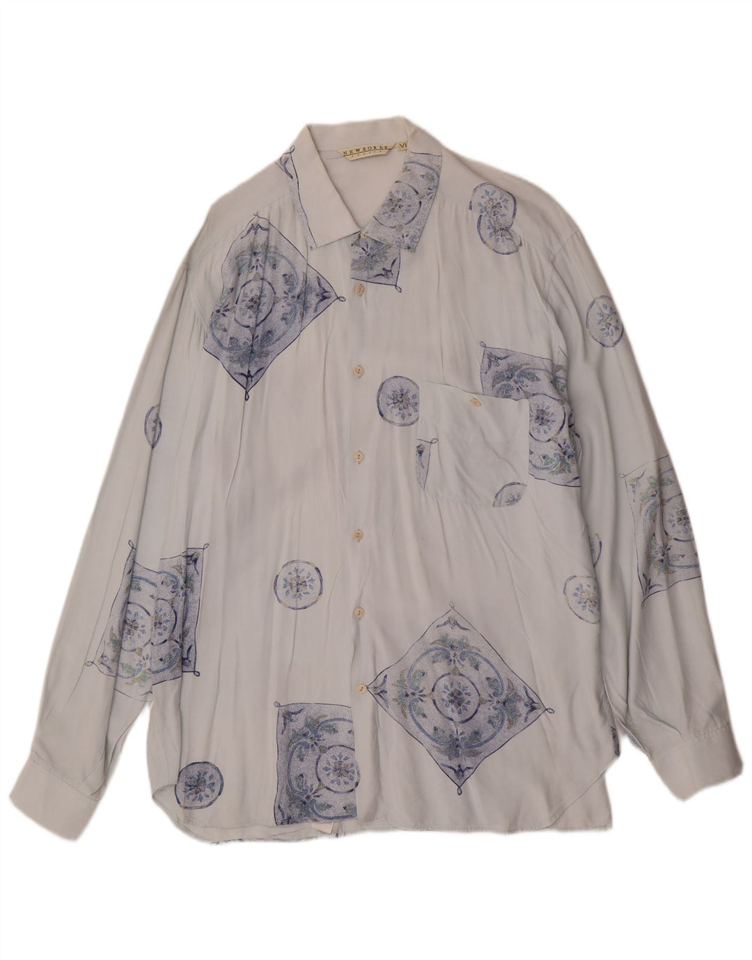 VINTAGE muška košulja XL plava geometrijska viskoza