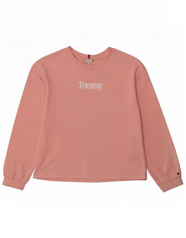 Tommy Hilfiger Girls Graphic Top Long Sleeve 13-14 Years Pink Cotton