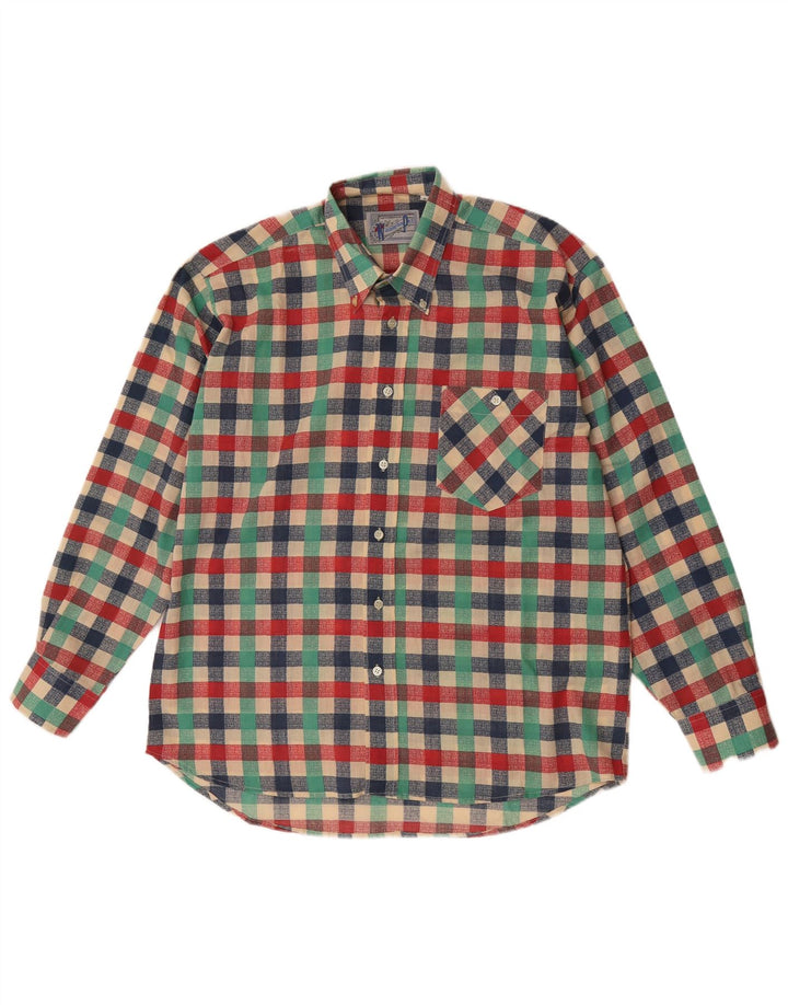 Vintage muška košulja, veliki raznobojni gingham poliester