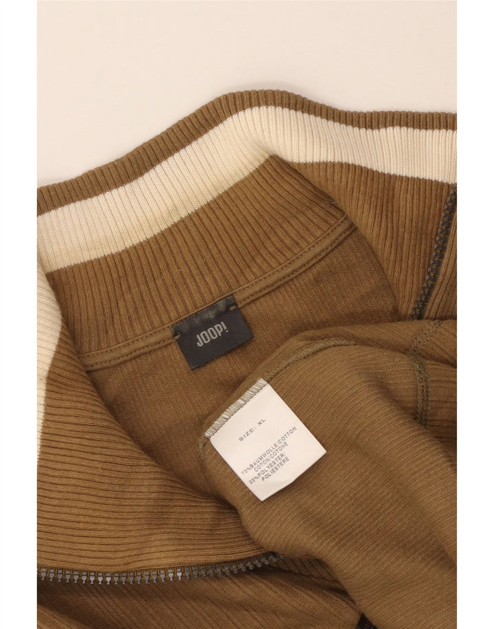 Joop muški džemper s izrezom i patentnim zatvaračem XL smeđi pamuk