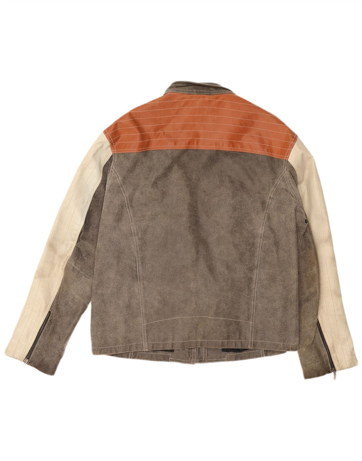 EXPLORER muška kožna jakna UK 40 Large Grey Colourblock koža