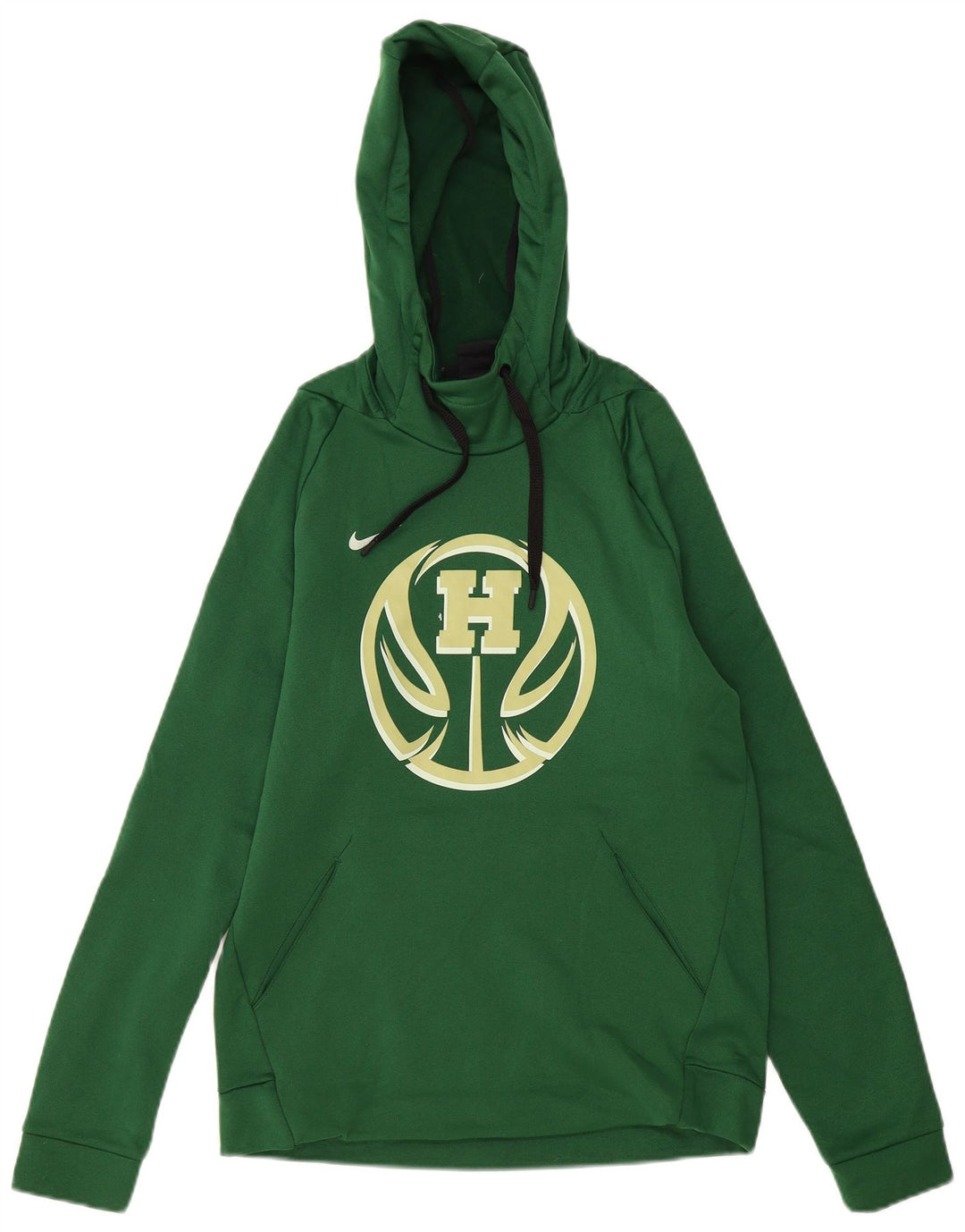NIKE Mens Dri Fit Graphic Hoodie Jumper Medium Green Polyester