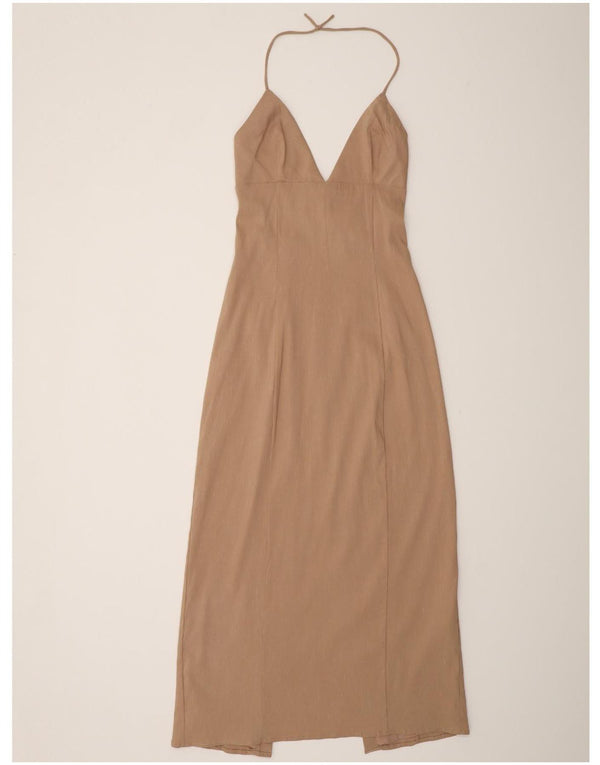 Zara ženska haljina s halterima UK 8 Small Beige Lan