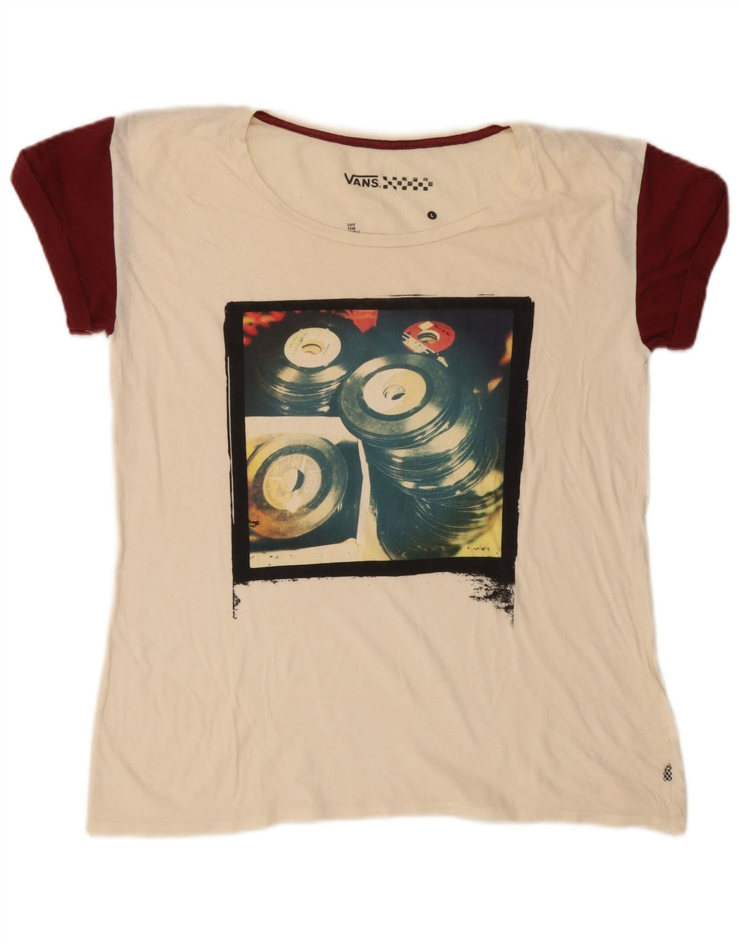 VANS ženska majica kratkih rukava s grafičkim motivima UK 16 Large Off White Colourblock