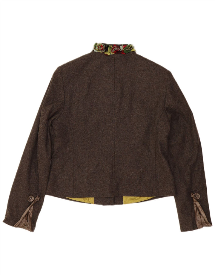 Vintage ženski sako sa 7 gumba EU 42 velika smeđa djevičanska vuna