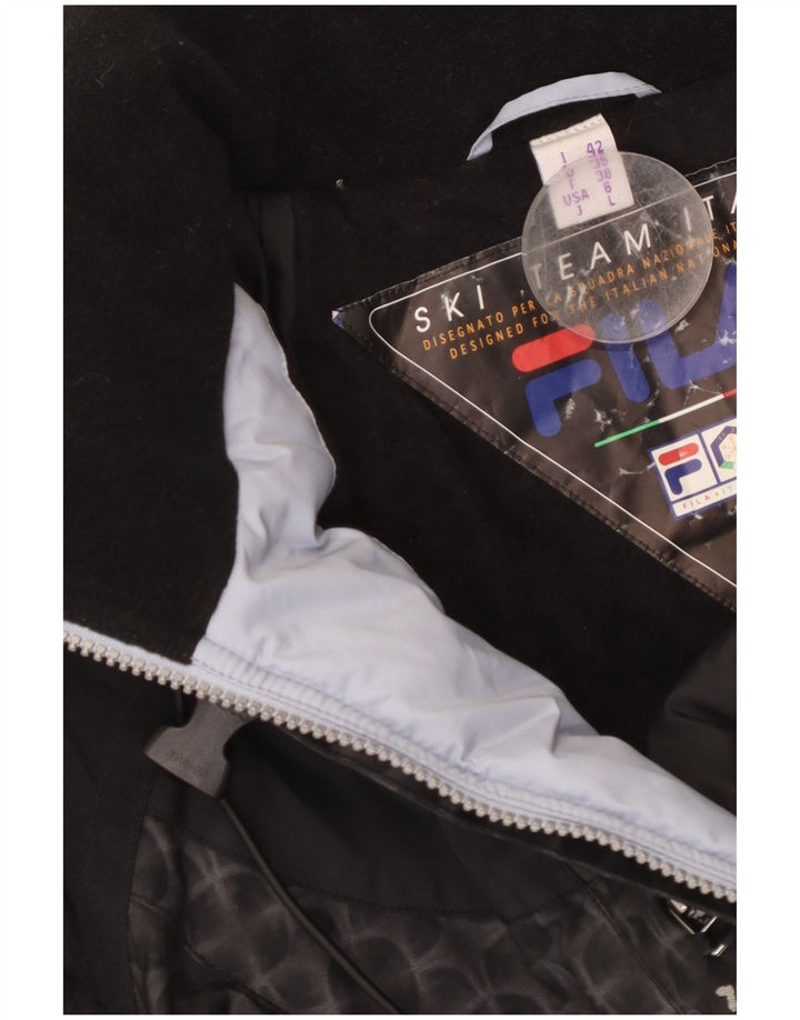 FILA ženska prevelika skijaška jakna s kapuljačom US 6 srednje crne geometrije