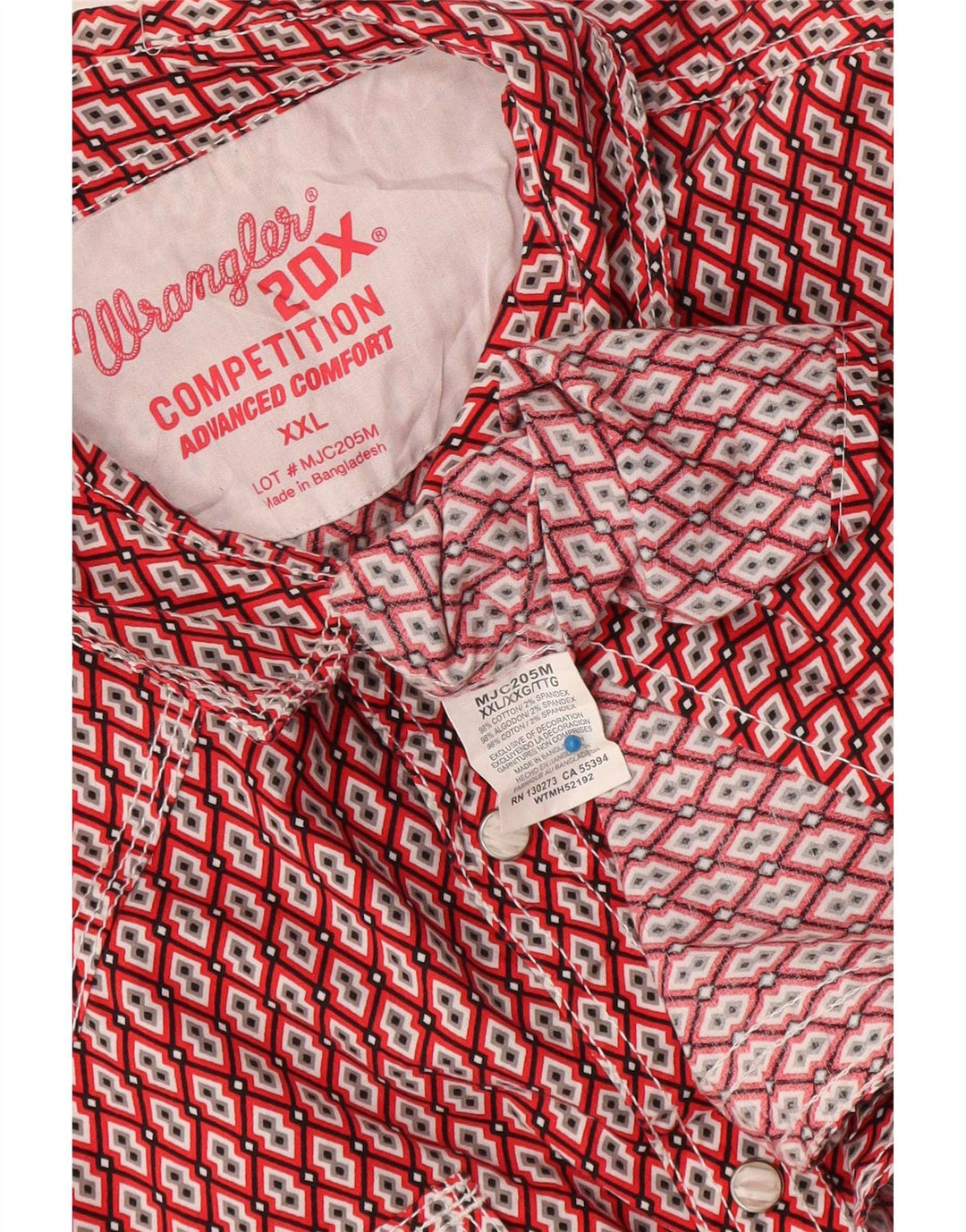 Wrangler muška košulja 2XL crveni geometrijski pamuk