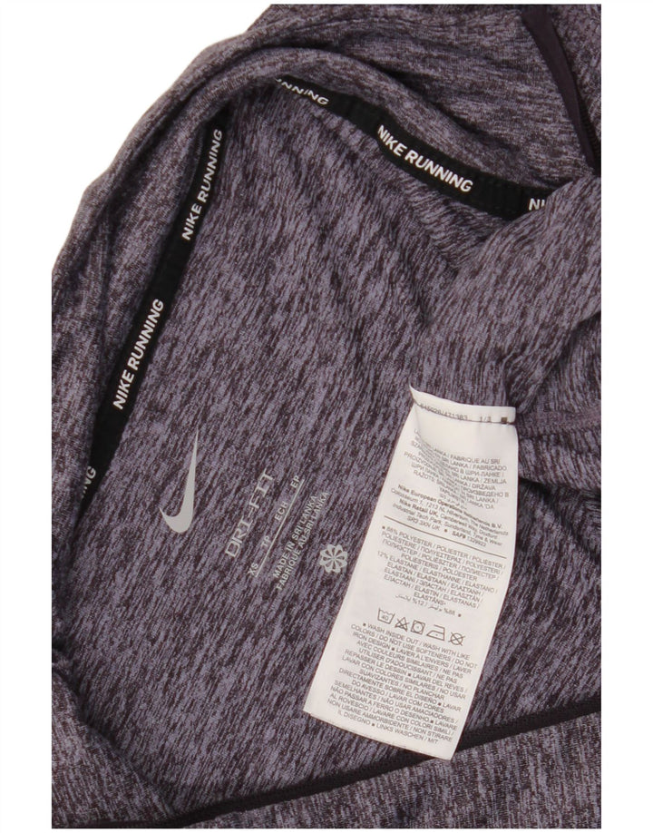 Nike Dri Fit majica s dugim rukavima i izrezom s patentnim zatvaračem XS s plavim pjegama od poliestera