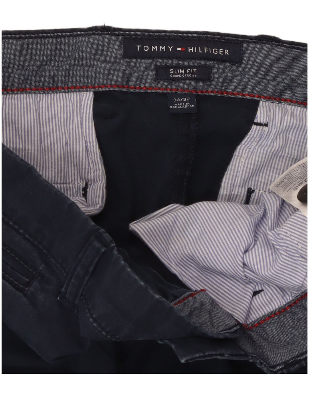 TOMMY HILFIGER Muške uske chino hlače W34 L32 tamnoplavi pamuk