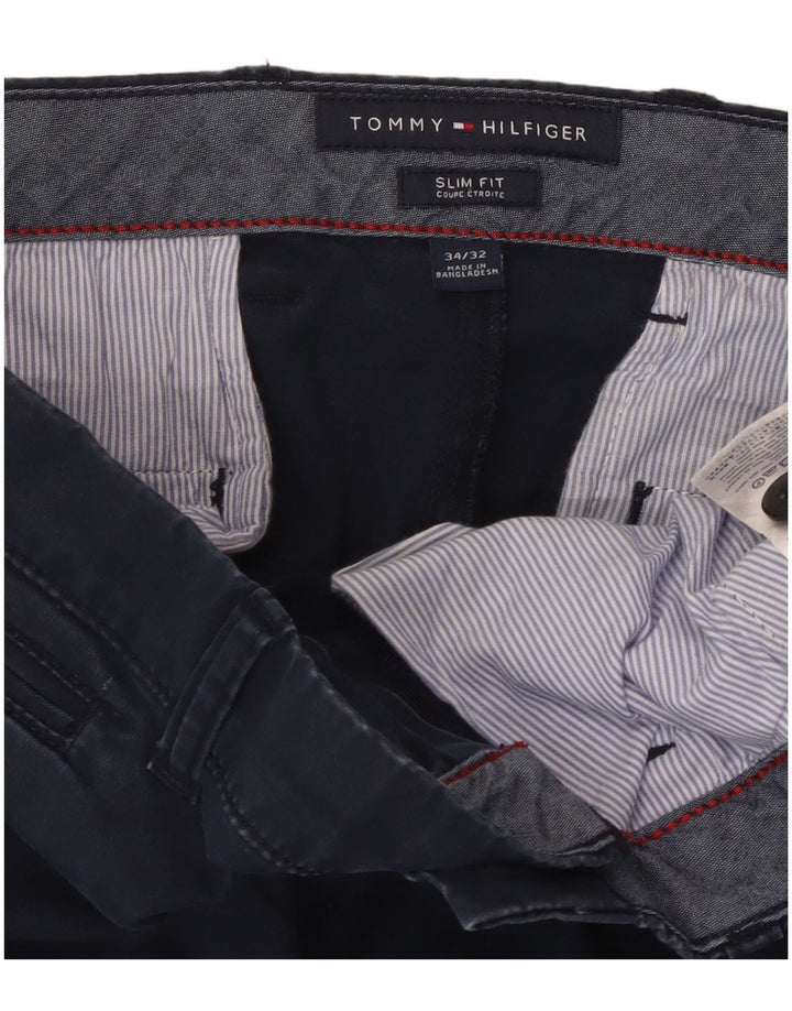 TOMMY HILFIGER Muške uske chino hlače W34 L32 tamnoplavi pamuk