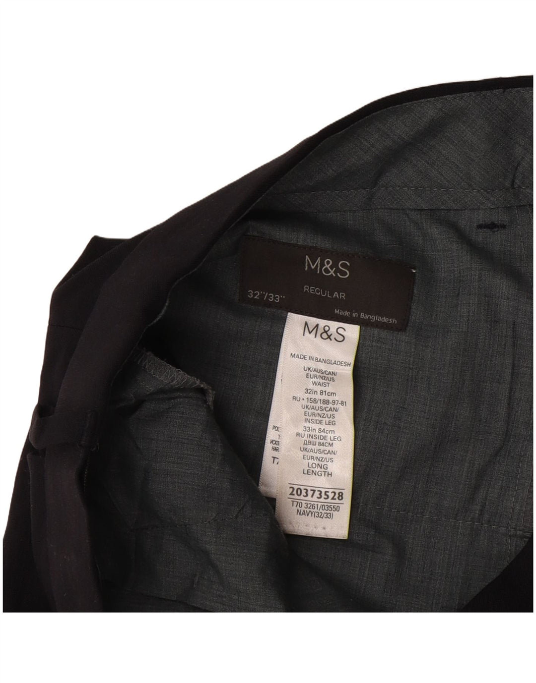 Marks & Spencer muške obične ravne chino hlače W32 L33 tamnoplave