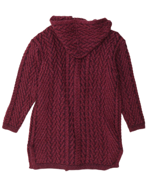 Aran Crafts ženski dugi džemper s kapuljačom UK 14 srednje tamnocrvene boje