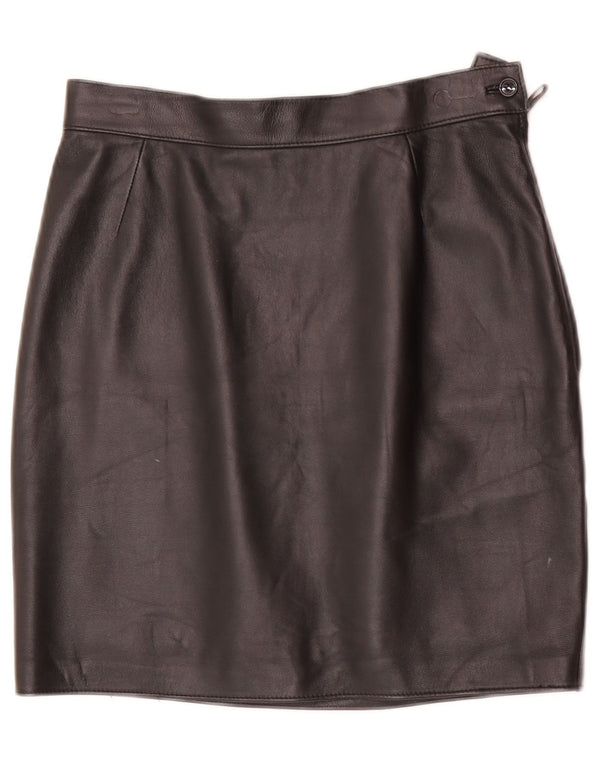 Vintage ženska mini kožna suknja W28 srednje crna