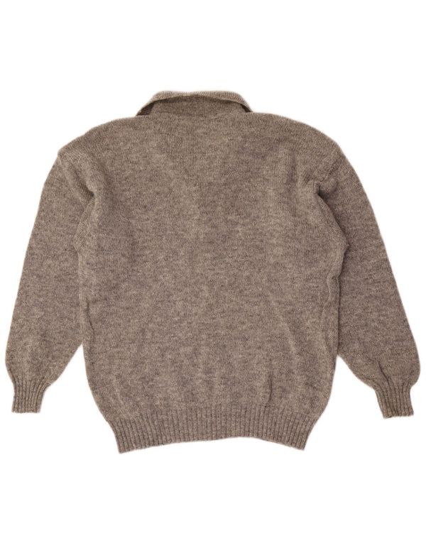 Vintage muški džemper s polo ovratnikom IT 50 Srednje sivi Argyle/Dijamantna vuna