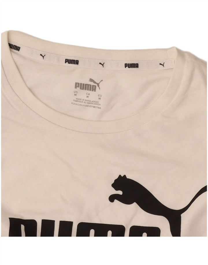 PUMA Womens Crop Graphic T-Shirt Top UK 14 Medium White