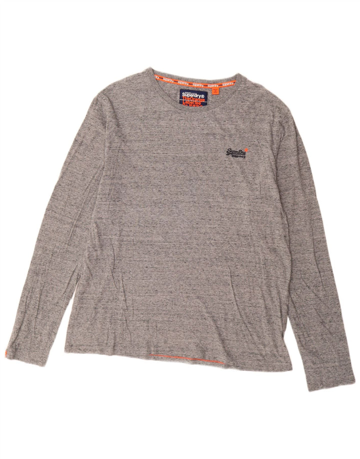 SUPERDRY Mens Top Long Sleeve 2XL Grey Flecked Cotton Vintage Superdry and Second-Hand Superdry from Messina Hembry 