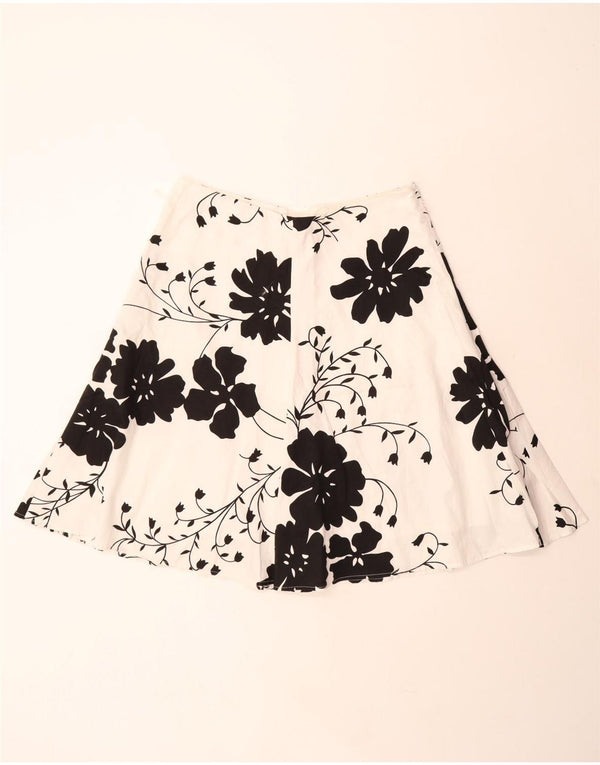 Monsoon ženska suknja A-kroja UK 14 Large W34 Bijeli cvjetni pamuk