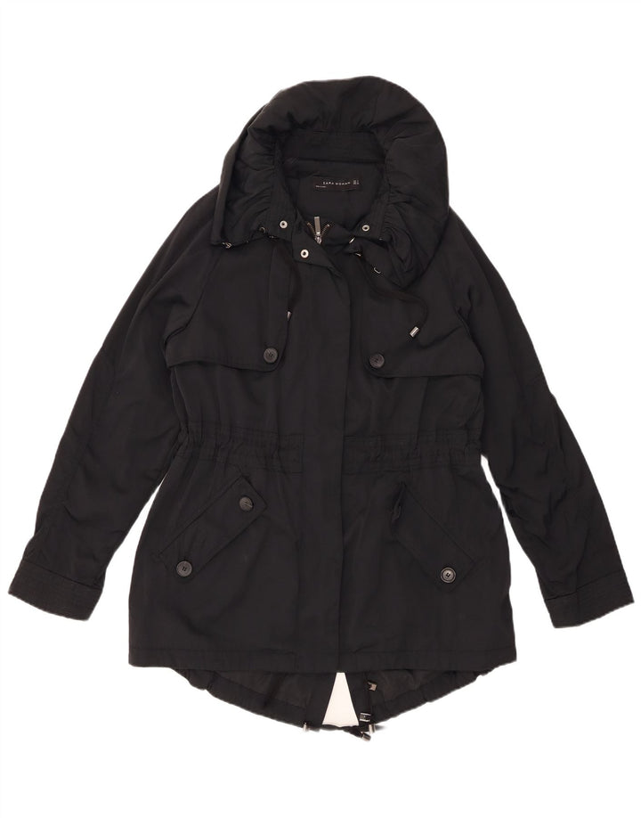 ZARA ženska velika parka jakna s kapuljačom UK 10 Mala crna