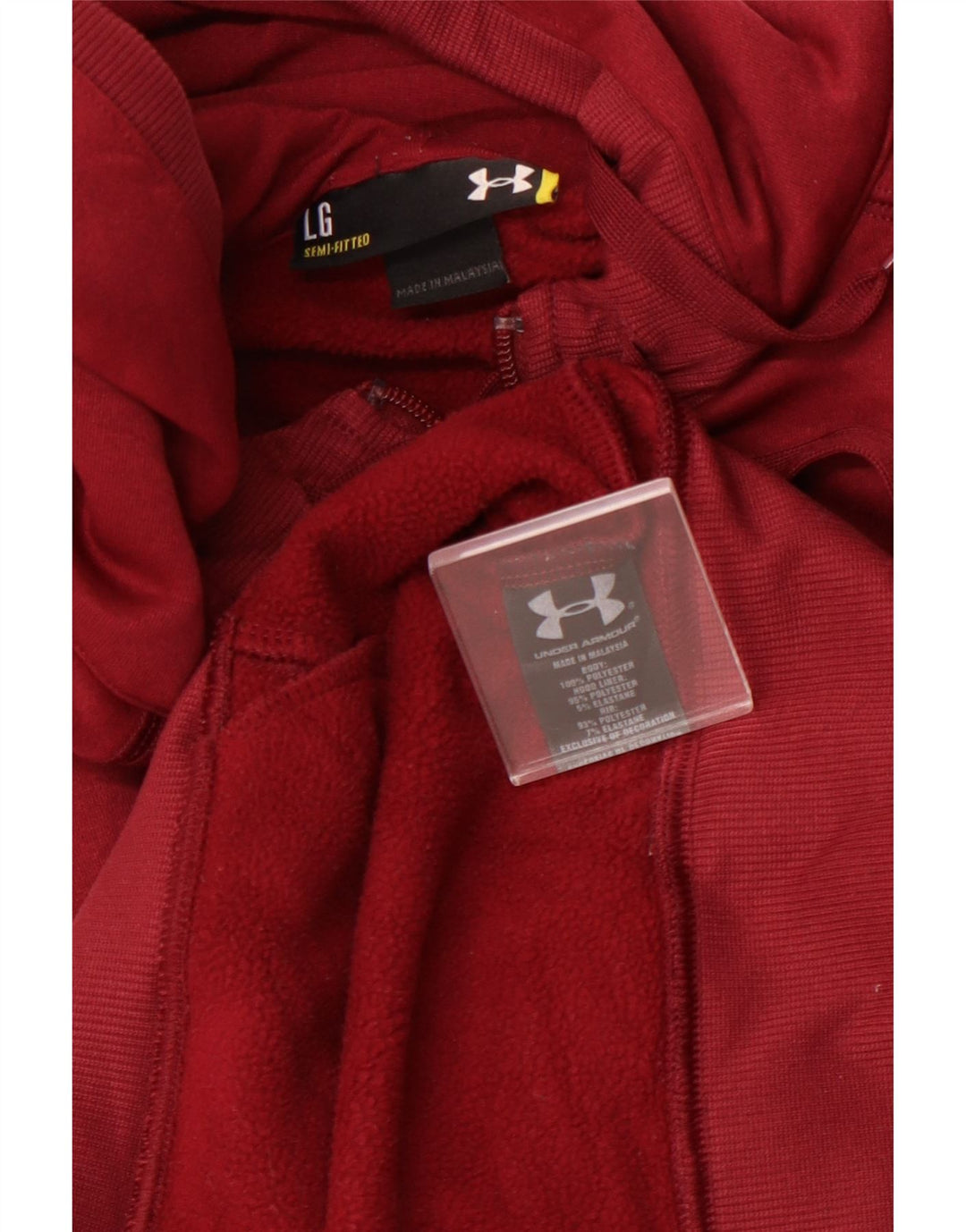 UNDER ARMOUR Ženski pulover s kapuljačom s patentnim zatvaračem UK 16 Veliki tamnocrveni poliester