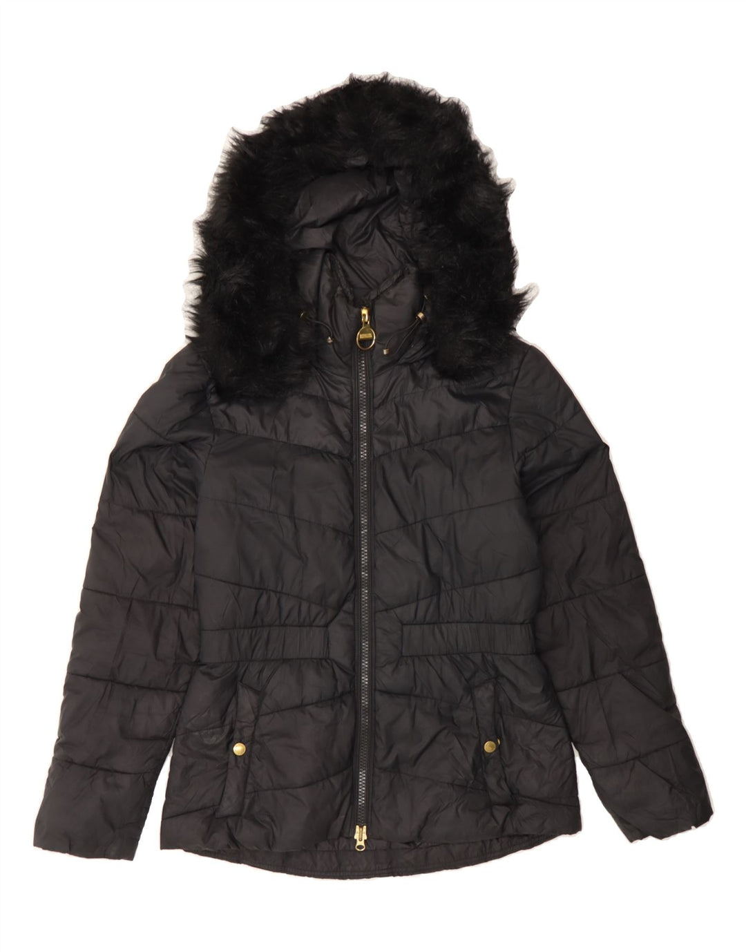 BARBOUR Womens Hooded Padded Jacket UK 8 Small  Black Vintage Barbour and Second-Hand Barbour from Messina Hembry 
