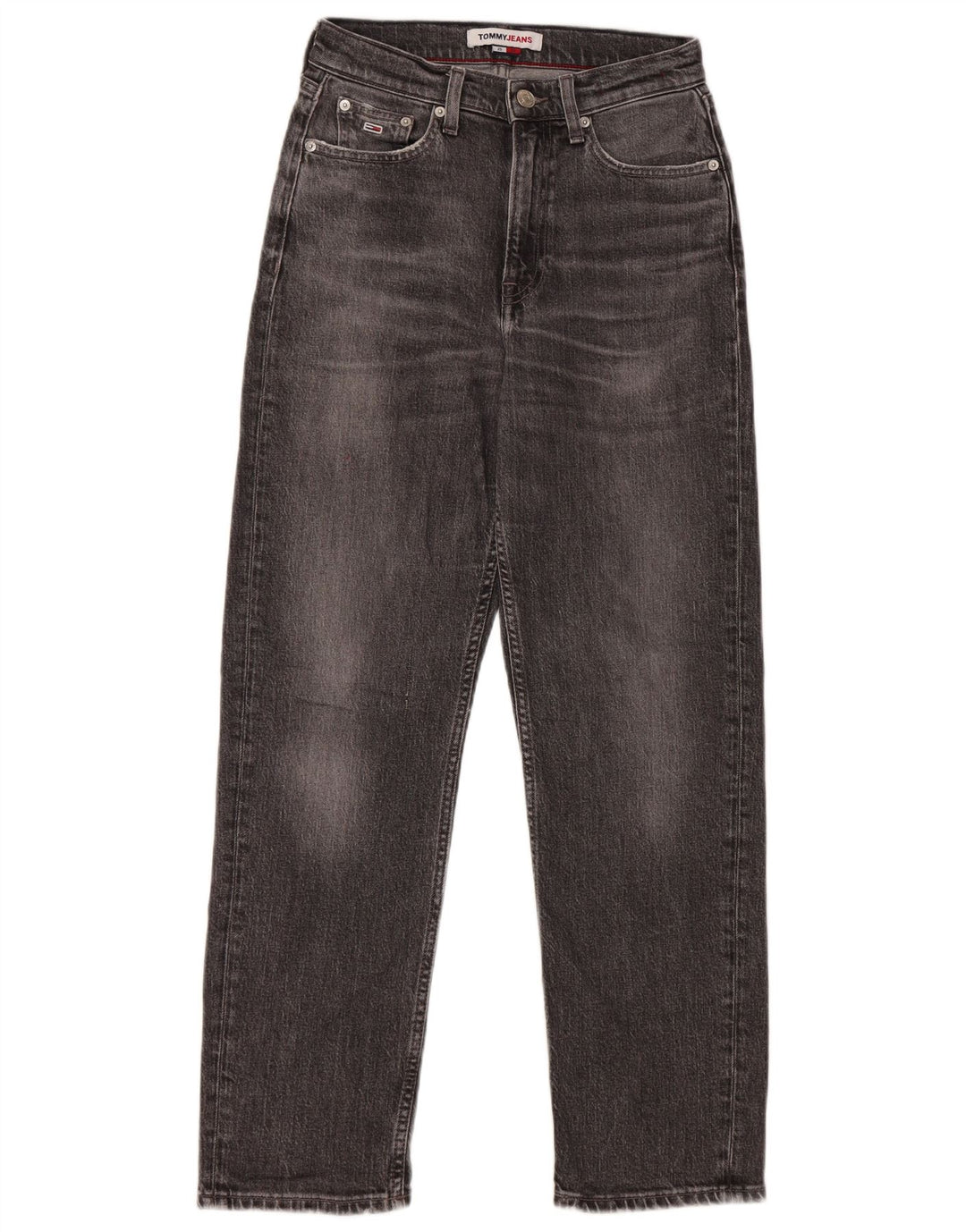 TOMMY HILFIGER Ženske ravne traperice visokog struka Harper W25 L27 Sivi pamuk