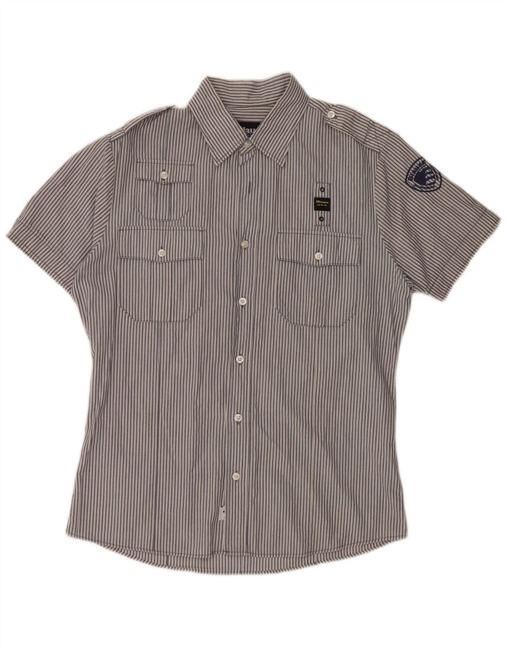 BLAUER muška vojna majica kratkih rukava, pamuk s velikim plavim prugama