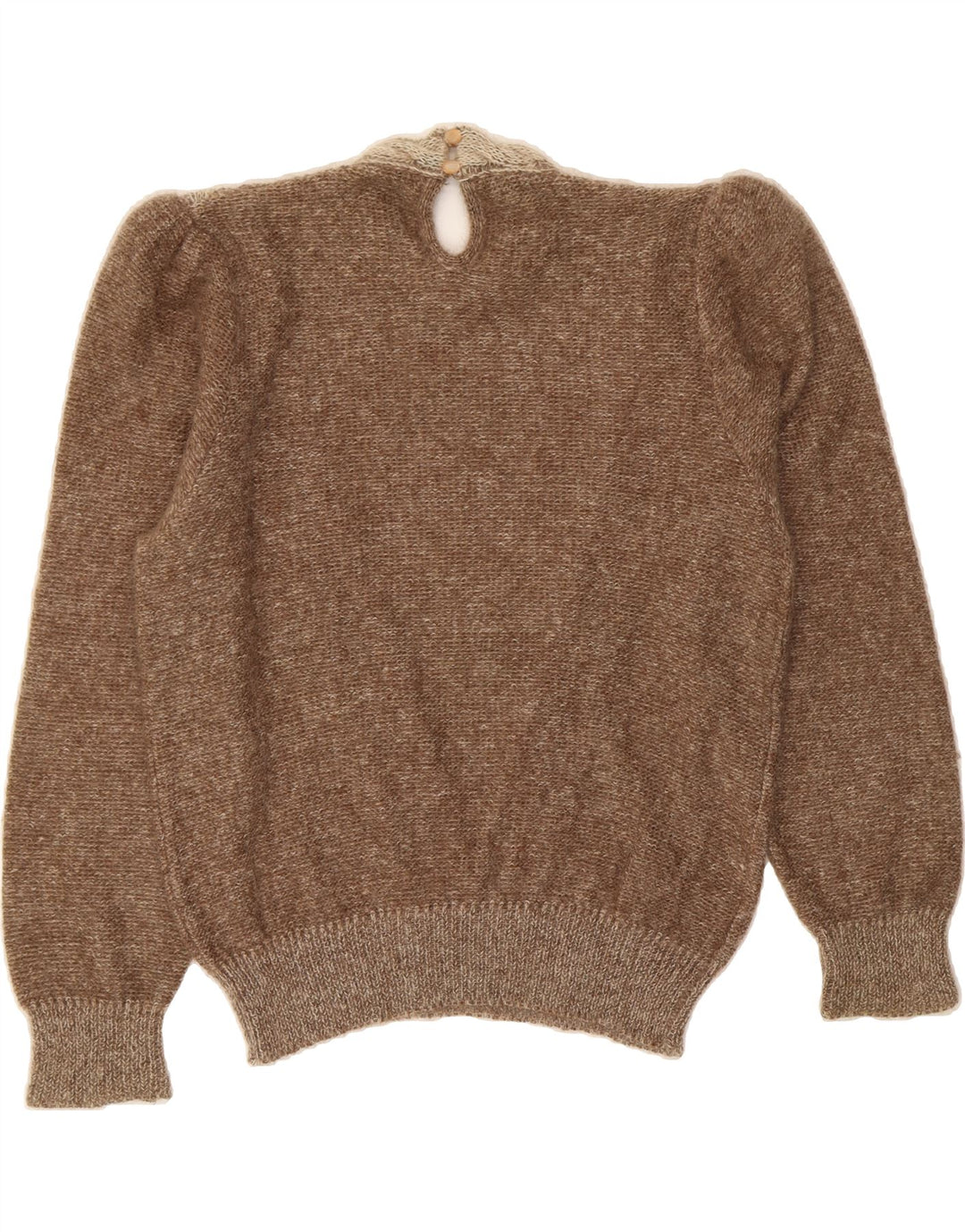 COLOMBO Womens Crew Neck Jumper Sweater UK 12 Medium Brown Flecked Vintage Colombo and Second-Hand Colombo from Messina Hembry 