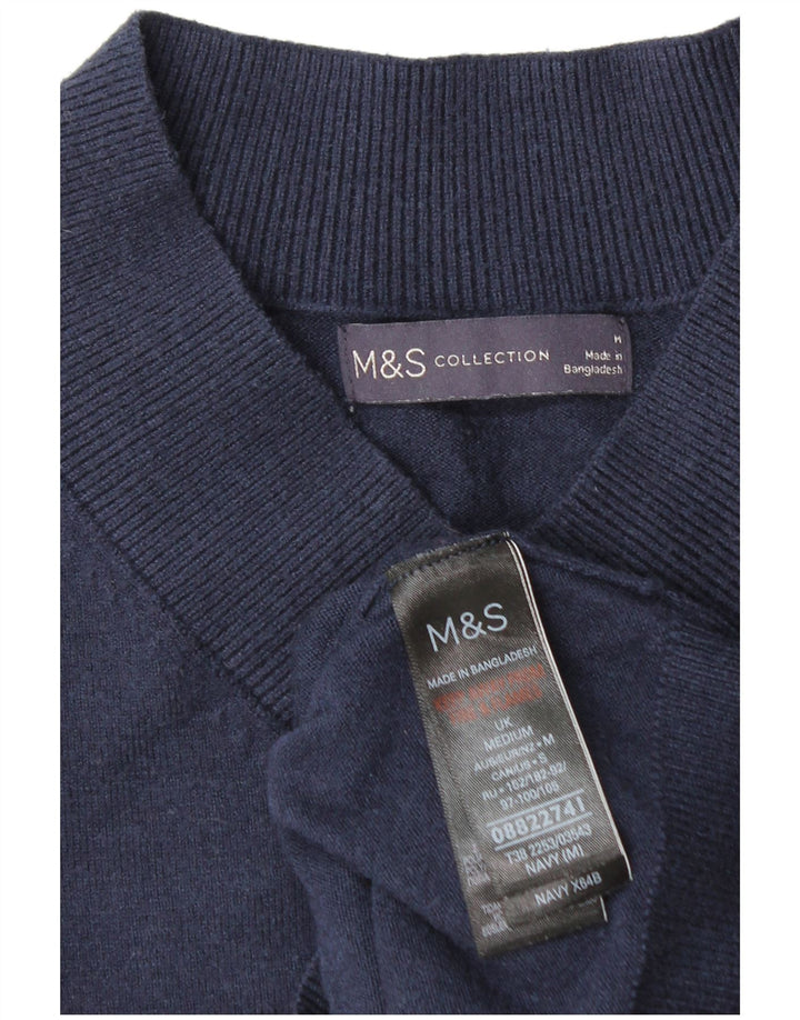 Marks & Spencer ženski džemper s V-izrezom UK 14 srednje tamnoplava viskoza