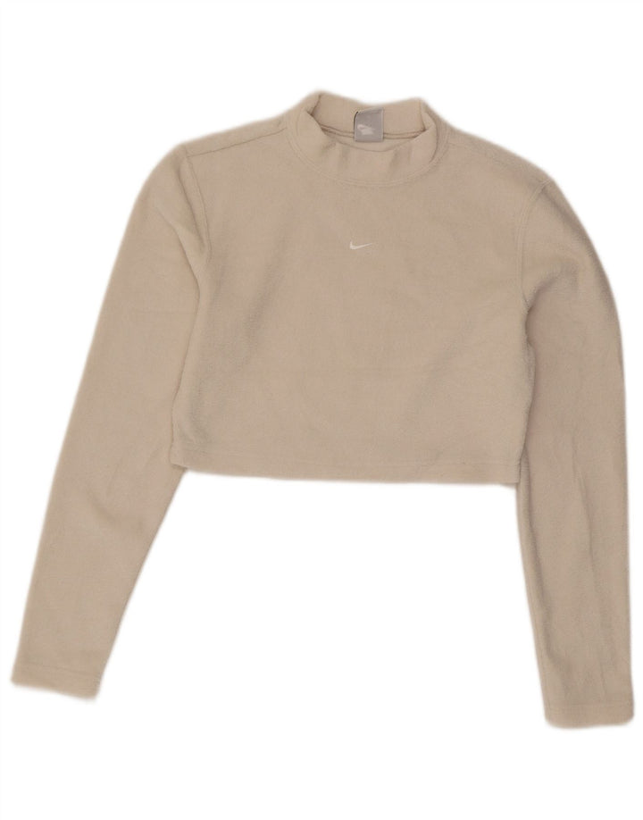 Nike ženska majica dugih rukava od velura, UK 12, srednje bijele boje, poliester