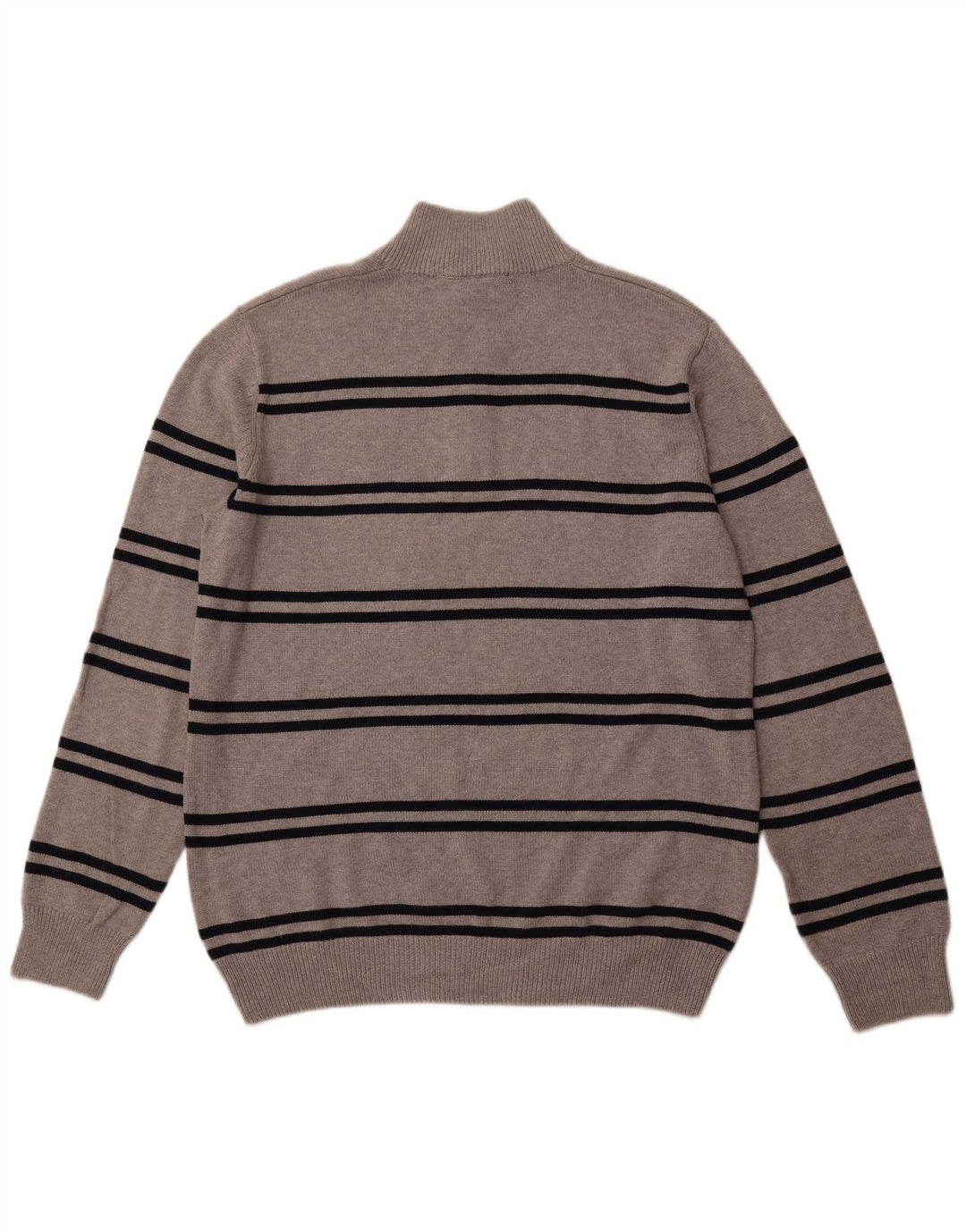 CREW CLOTHING Muški pulover s izrezom i patentnim zatvaračem 2XL pamuk na sive pruge