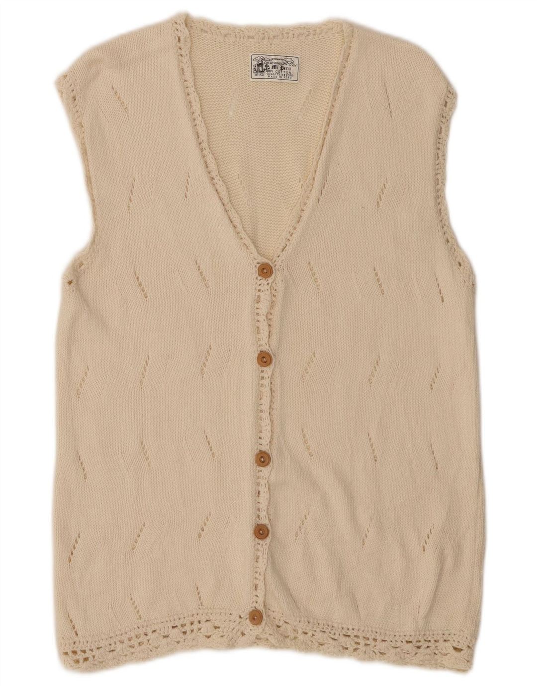 ARTESANIA ženski kardigan džemper bez rukava UK 12 srednje bijele boje pamuk