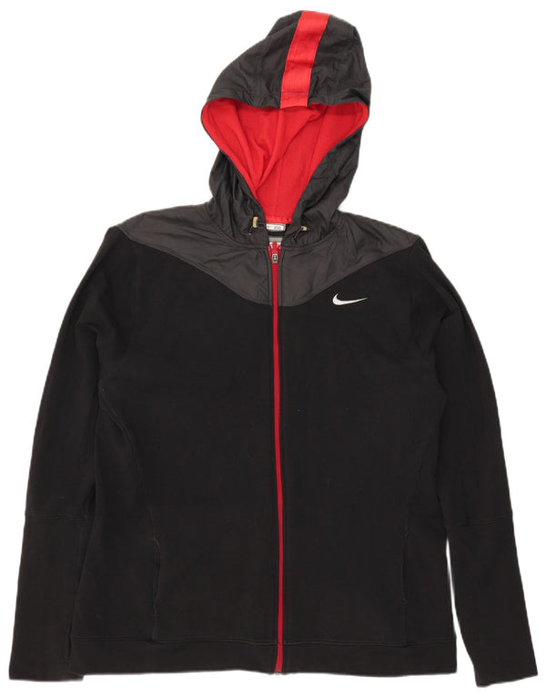 Nike ženski pulover s kapuljačom na patentni zatvarač UK 20/22 2XL crni pamuk u boji