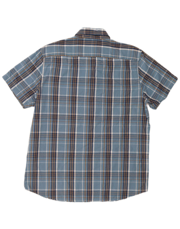Lee Mens Short Sleeve Regular Fit Shirt Large Navy Blue Check Cotton