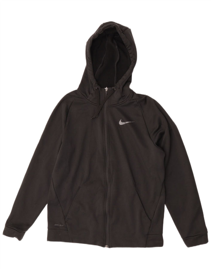 Nike Dri Fit Zip pulover s kapuljačom Srednji crni poliester