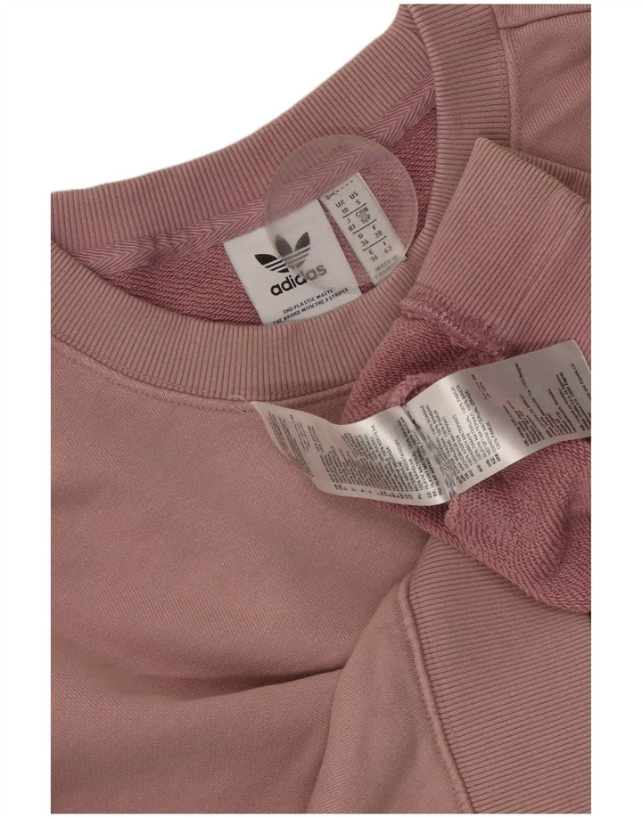 ADIDAS Ženska skraćena prekomjerna majica s kratkim rukavima UK 10 Small Pink Cotton
