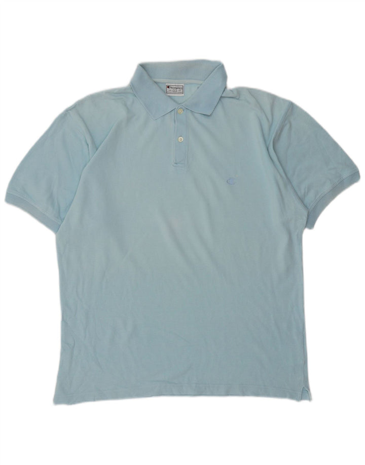 CHAMPION Mens Polo Shirt Large Blue Cotton Vintage Champion and Second-Hand Champion from Messina Hembry 