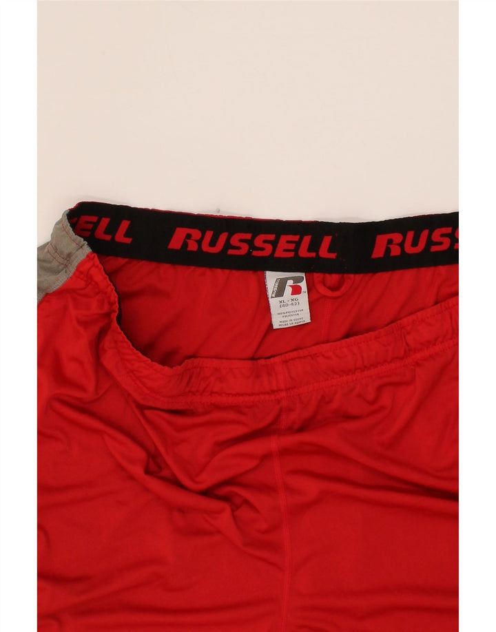 RUSSELL ATHLETIC Mens Sport Shorts XL Red Colourblock Polyester Vintage Russell Athletic and Second-Hand Russell Athletic from Messina Hembry 