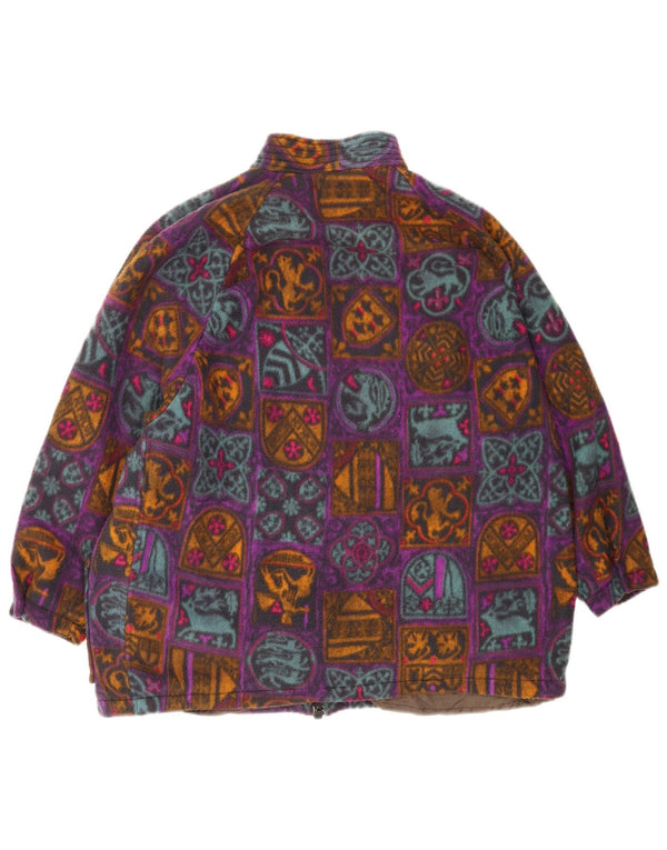 Vintage ženska prevelika jakna od flisa UK 18 XL Višebojni geometrijski