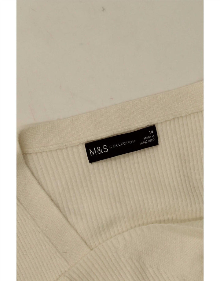 Marks & Spencer ženski kardigan pulover UK 14 srednje bijele boje