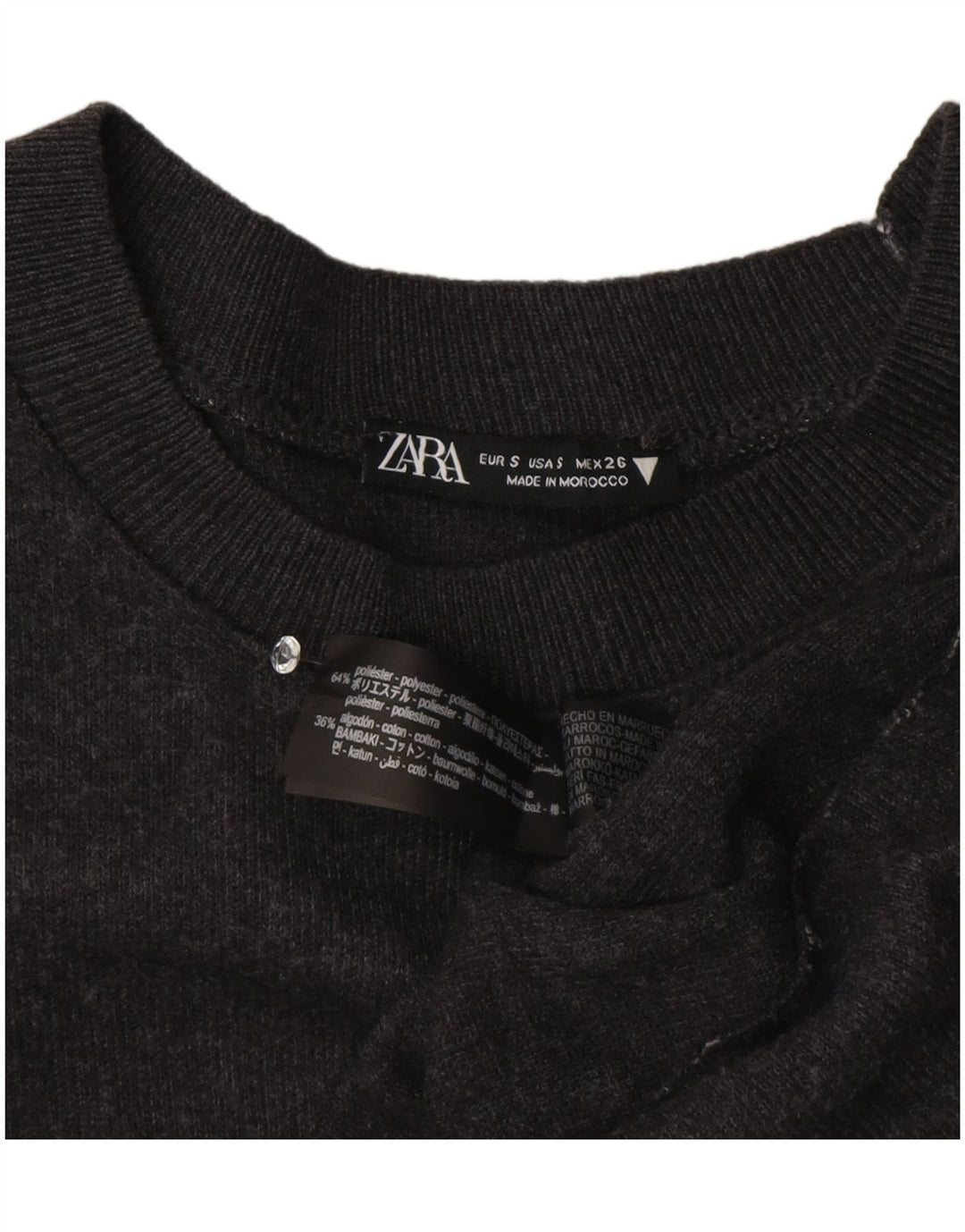 Zara ženska džemper haljina kratkih rukava UK 10 Mali sivi poliester