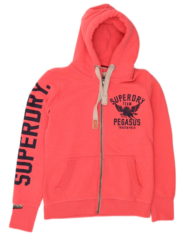 Superdry ženski pulover s kapuljačom s patentnim zatvaračem UK 12 Srednje ružičasti sportski